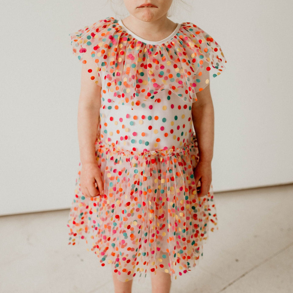 girls rainbow confetti tulle party dress