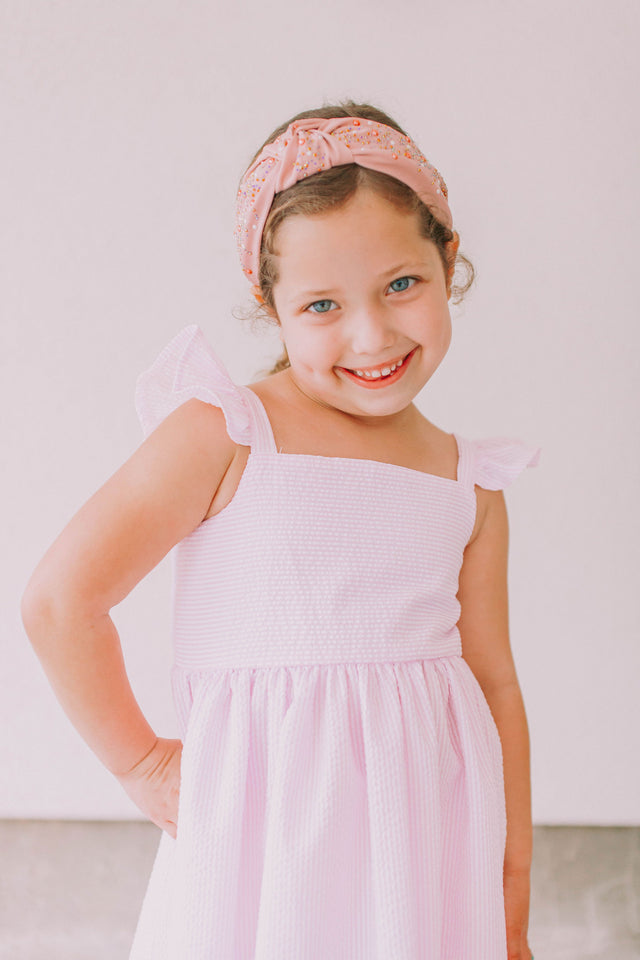 Little Girl's Bejeweled and Beaded Knotted Turban Headband One Size