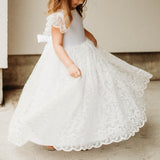 white lace flower girl dress