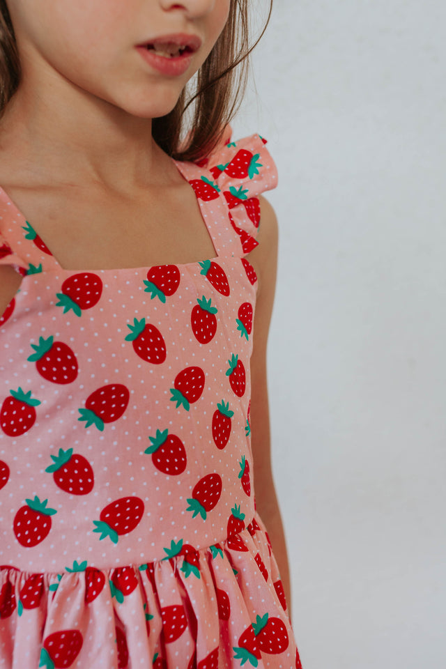 little girls strawberry print dress