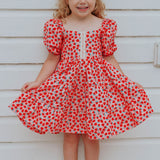 little girls strawberry print dress