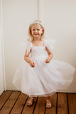 little girls white designer flower girl dress