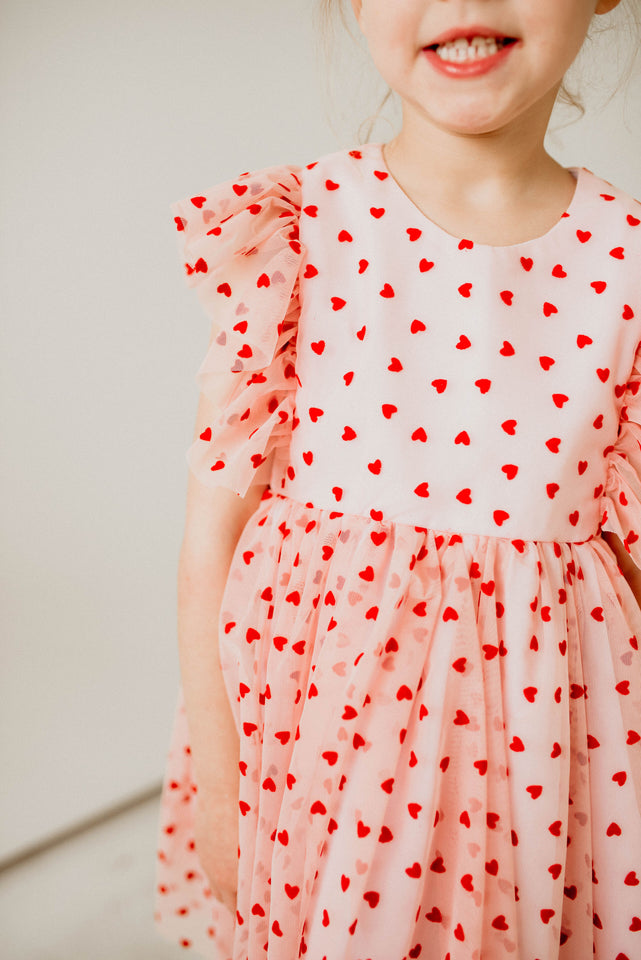 little girls designer valentines day heart tulle dress