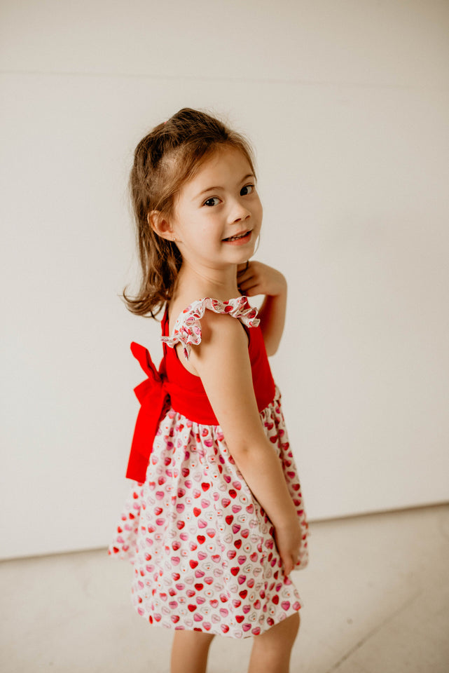 girls handmade conversation hearts dress