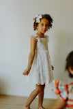 little girls white lace scalloped edge flower girl dress
