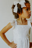 little girls white lace scalloped edge flower girl dress