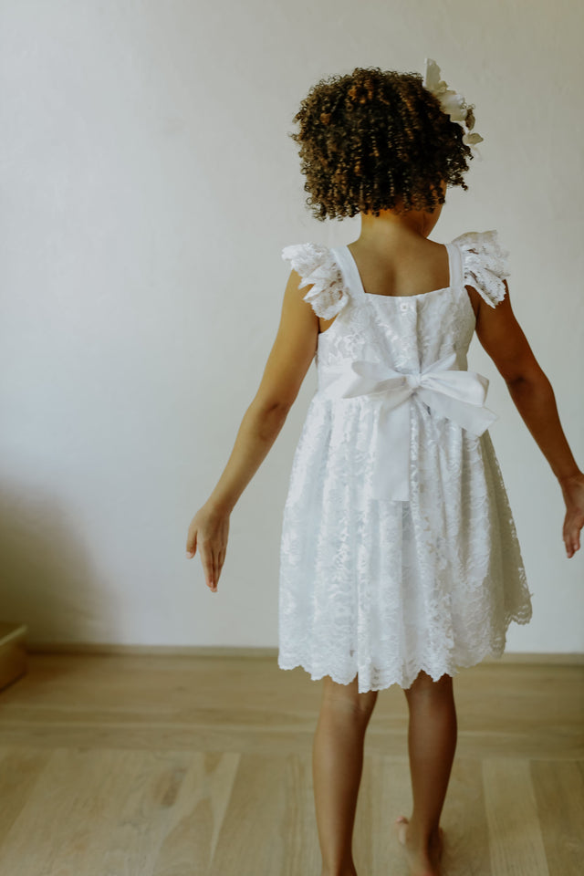 Little Girls Lace Scalloped Edge Special Occasion Dress