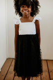 black and white flower girl dress