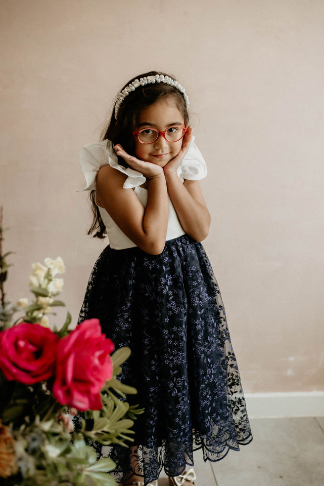 Little Girl's Bejeweled and Pearl Flower Girl Headband