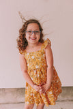 mustard yellow floral dress