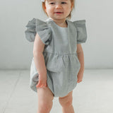 baby girl's light blue bubble romper