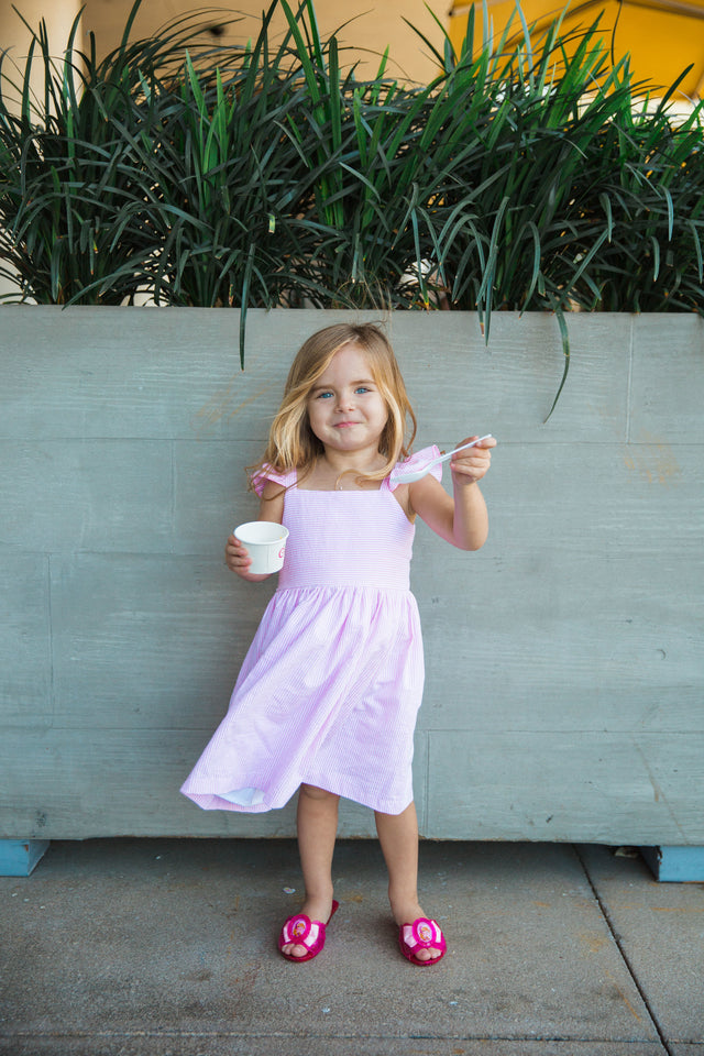 Little Girl's Pink Seersucker Dress