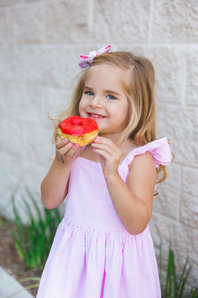 Little Girl's Pink Seersucker Dress