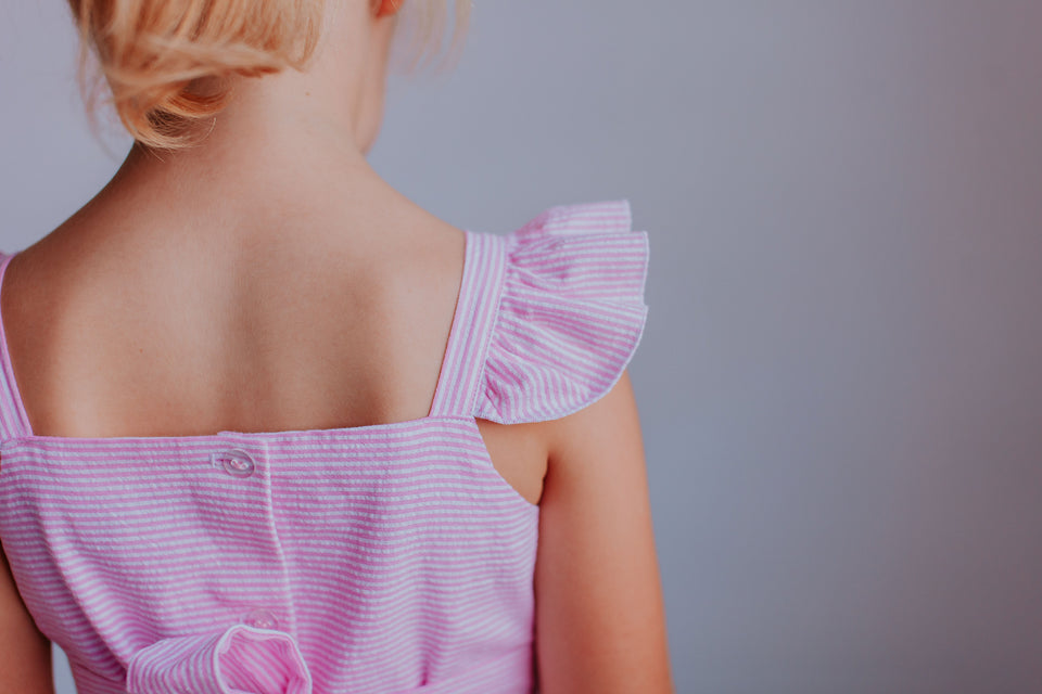 Little Girl's Pink Seersucker Dress