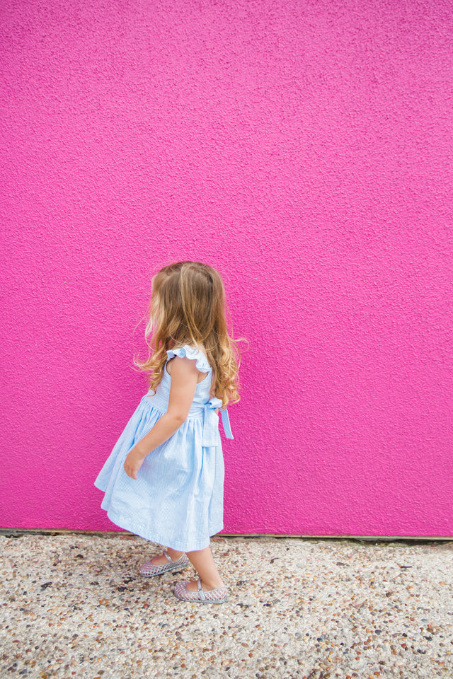 baby blue seersucker dress