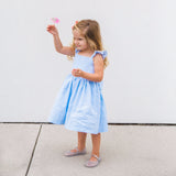 girls blue seersucker dress