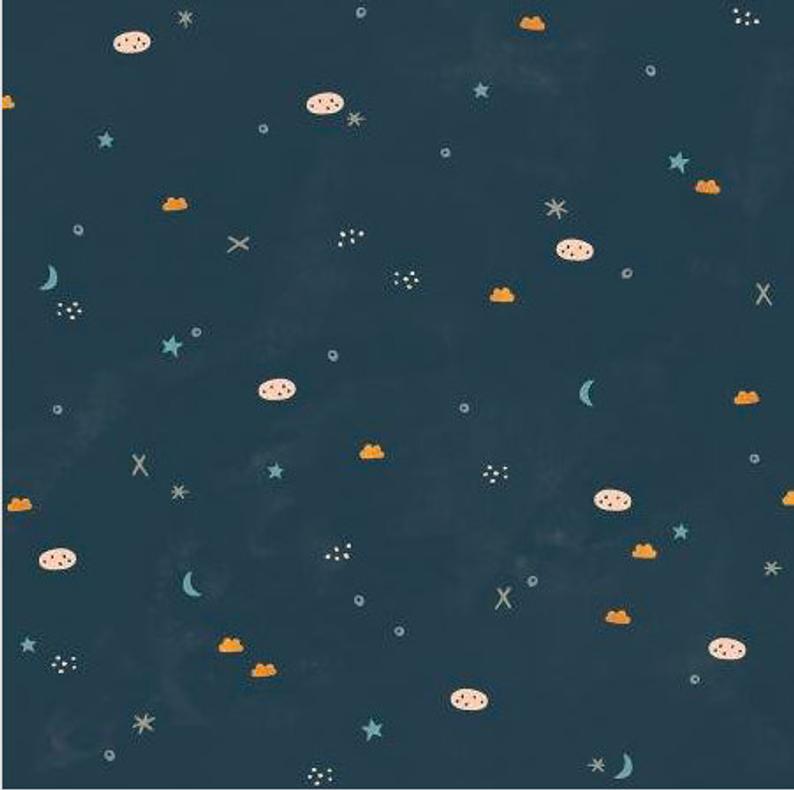 Infant Girl's Navy Stargazing Print Ruffle Sleeve Bubble Romper